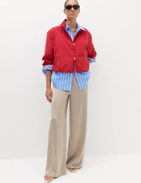 Marks & Spencer Satin Drawstring Wide Leg Trousers Beige