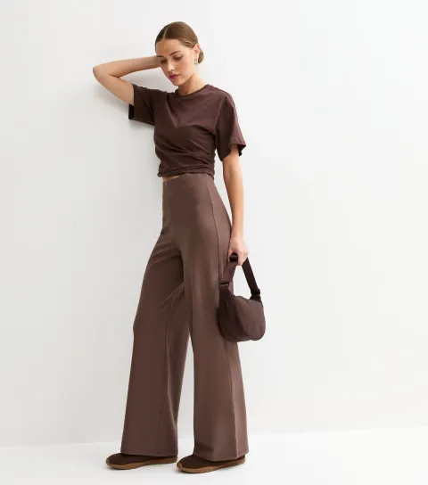 New Look Women's Dark Brown Wide Leg Leggings