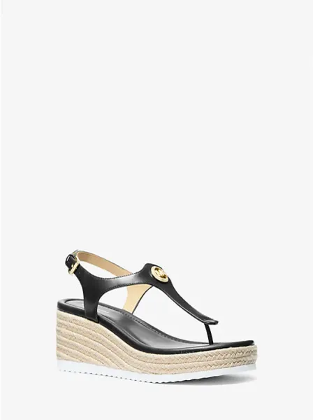 Michael Kors Val Leather Thong Wedge Sandal
