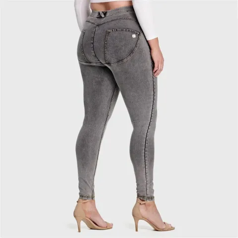 Freddy WRUP Curvy Denim - High Waisted - Full Length - Grey + Yellow Stitching