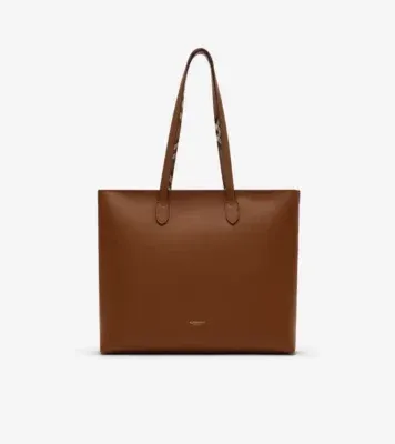 Medium Check-lined Tote in Tawny brown