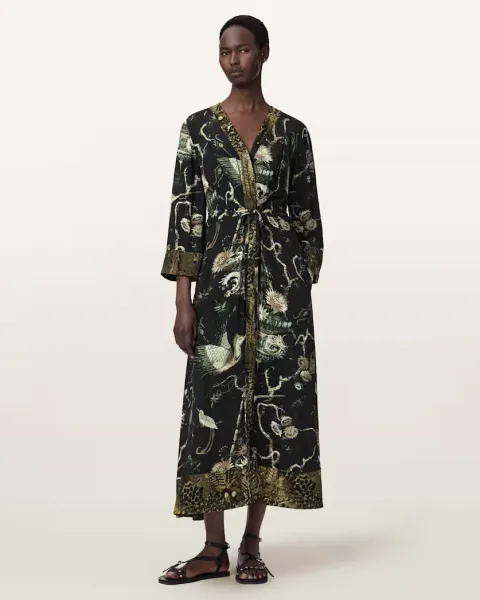 Diana Contrast Print Midi Dress