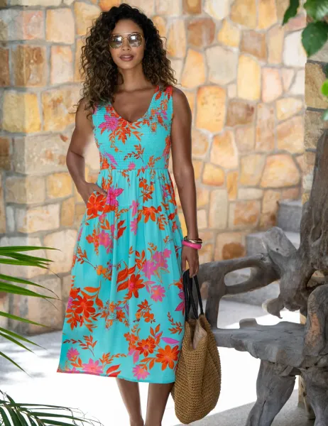 Pour Moi Darcie V Neck Shirred Midi Dress