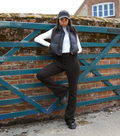 Women's Black Diamante Sleeveless Puffer Gilet