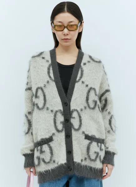 Reversible GG Mohair-Blend Cardigan