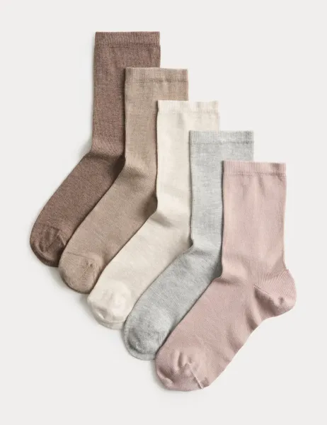 Marks & Spencer 5pk Supersoft Ankle High Socks Pink Mix