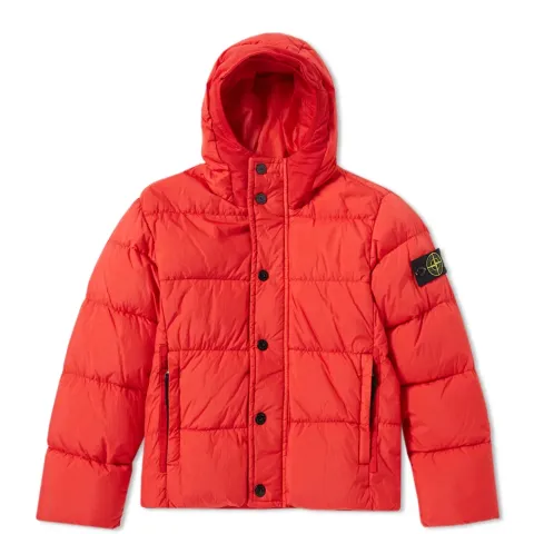 Crinkle Nylon Hooded Down Jacket