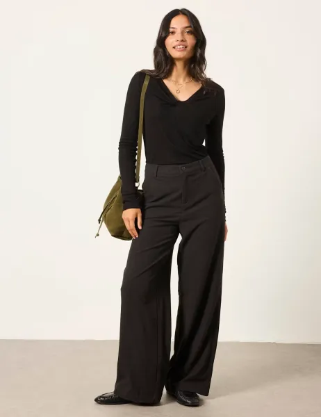 FatFace Checked Straight Leg Trousers Black Mix