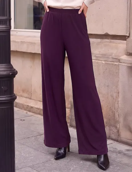 Roman Petite Wide Leg Trousers Plum