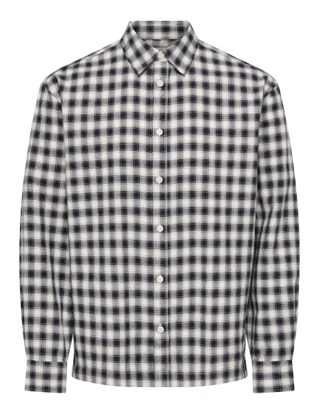 Only & Sons Regular Fit Brushed Cotton Checked Shirt Dark Navy Mix