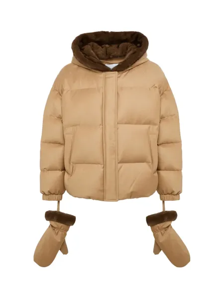 Short hooded down jacket Macadamia