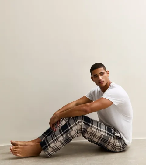 Only & Sons Men's Stone Checked Relaxed Pyjama Trousers