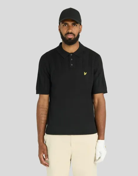 Lyle & Scott Texture Block Knitted Polo Shirt