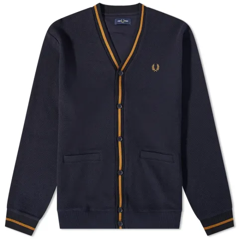 Tipped Pique Texture Cardigan
