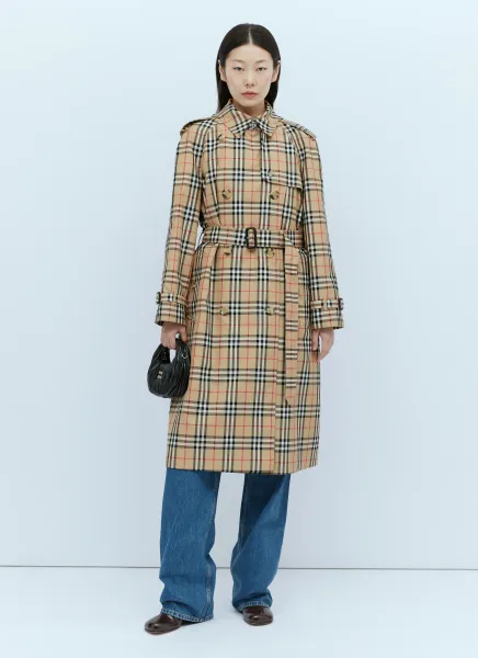 Check Cotton Gabardine Trench Coat