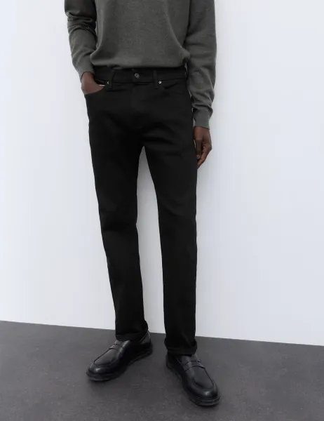 Autograph Straight Fit Japanese Selvedge Jeans Black