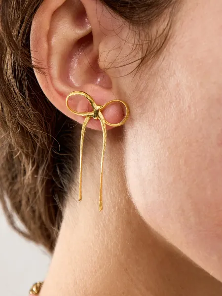 LISA ANGEL Bow Snake Chain Stud Earrings