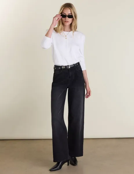 BAUKJEN High Waisted Wide Leg Jeans Black