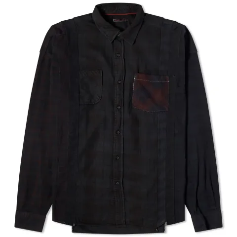 7 Cuts Wide Over Dyed Flannel Shirt