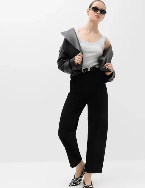 Marks & Spencer Cotton Rich High Waisted Carrot Leg Jeans Black