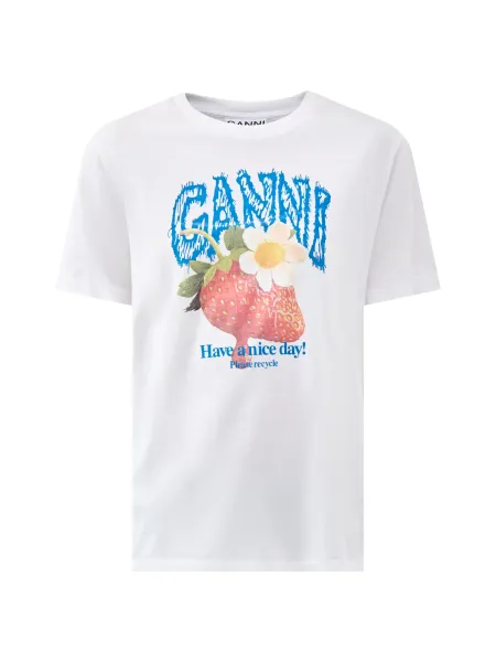 GANNI Basic Jersey Strawberry Graphic T-Shirt