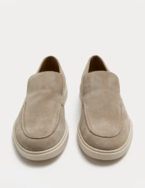 Autograph White Sole Suede Loafers Stone