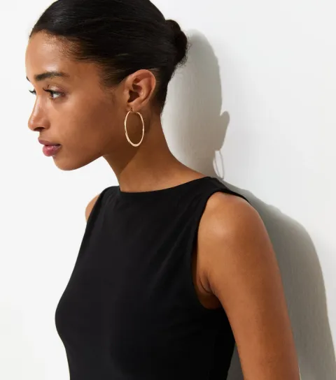 Women's Black Cotton Rich Slash Neck Vest
