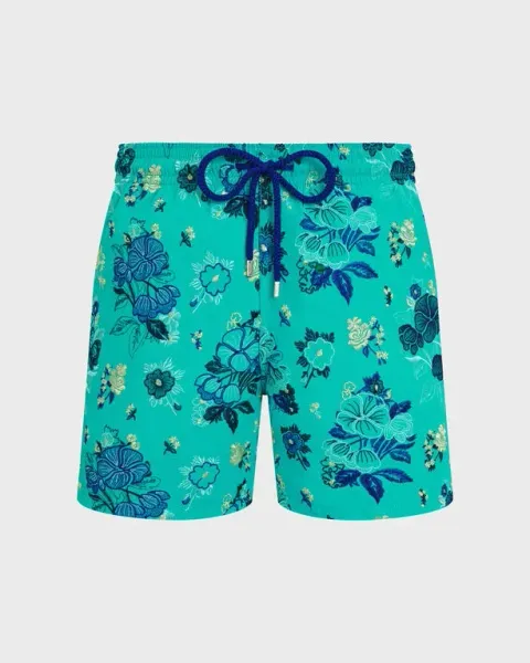Vilebrequin Men Swim Shorts Embroidered Flowers
