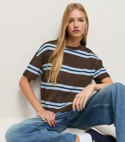 New Look Women's Brown Premium Heavyweight Cotton Boxy T-Shirt