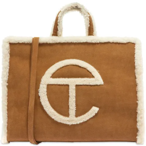 x Telfar Large Shearling Trim Shopper Bag