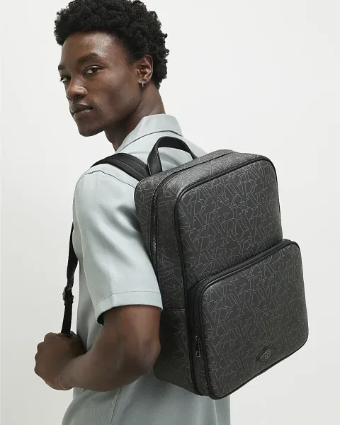 River Island Monogram Faux Leather Backpack
