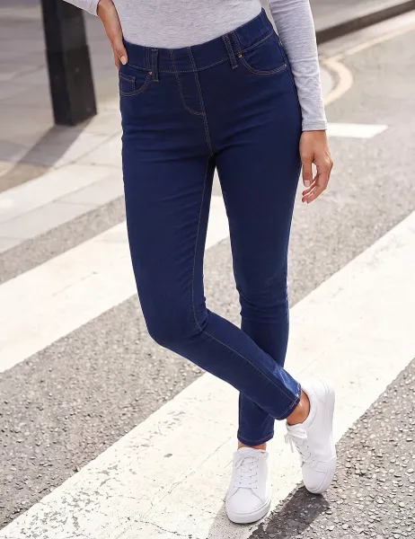 Roman Stretch Denim Elasticated Waist Jeggings Indigo