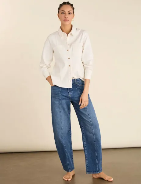 BAUKJEN High Waisted Barrel Leg Jeans Indigo