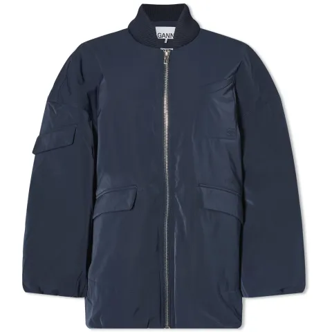 Light Twill Oversized Bomber Jacket