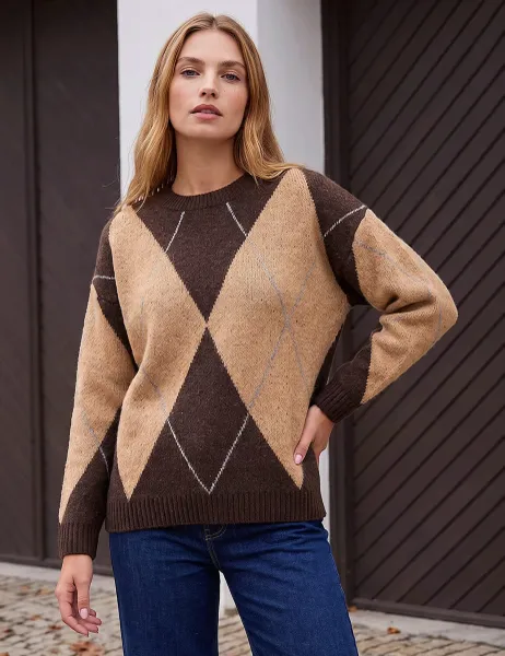 Roman Argyle Jumper Chocolate