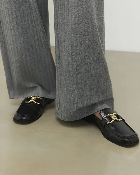 River Island Gold Buckle Loafers