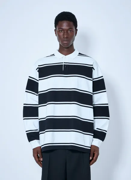Striped Logo-Patch Polo Shirt
