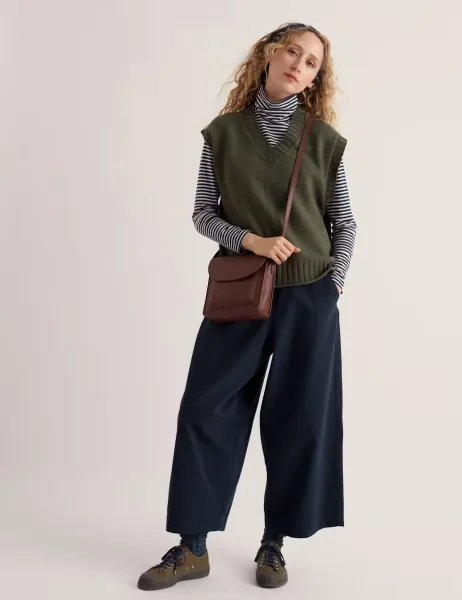Seasalt Cornwall Cotton Blend Knitted Vest with Merino Wool Khaki