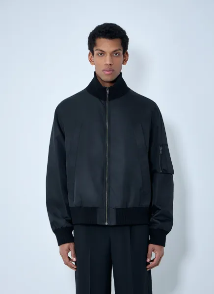 High-Collar Bomber Jacket
