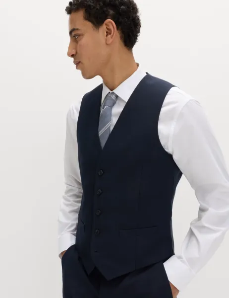 Marks & Spencer Regular Fit Machine Washable Waistcoat Navy