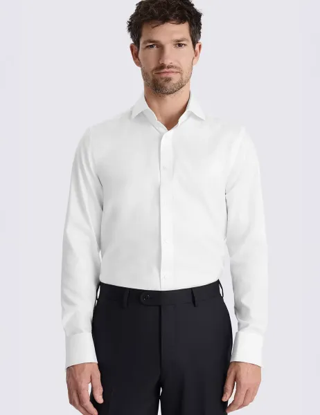 Moss Tailored Fit Pure Cotton Twill Shirt White
