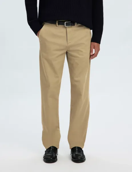Selected Straight Fit Cotton Rich Twill Chinos Sand