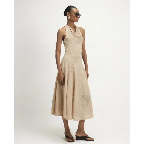 River Island Textured Halter Neck Midi Dress