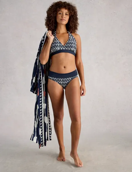 White Stuff Printed Reversible Triangle Bikini Top Navy Mix