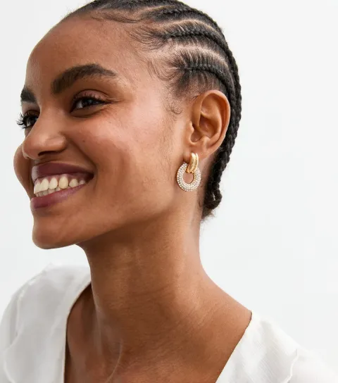 New Look Gold Tone Crystal Drop Earrings