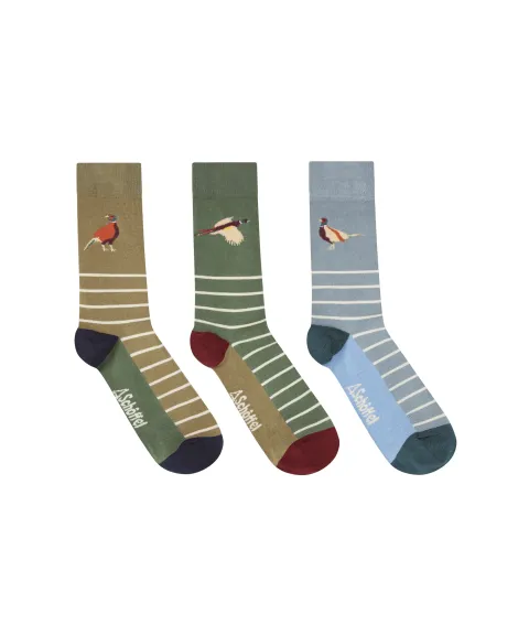 Schöffel Country Bamboo Socks (Box Of 3) - Lake Blue Pheasant Mix