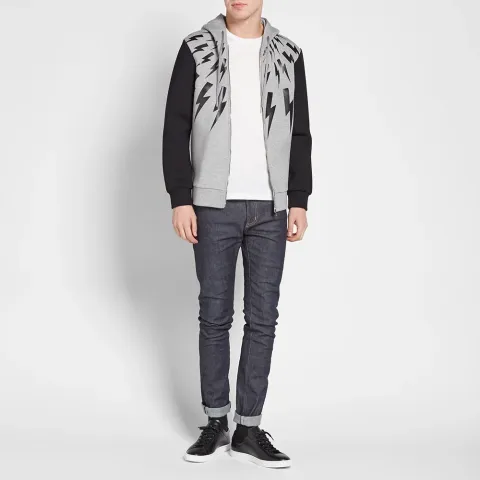 Fair Isle Bolt Print Contrast Hoody