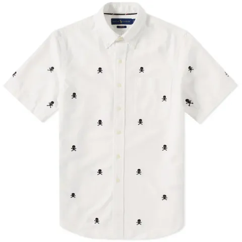 Short Sleeve Skull & Crossbones Embroidered Shirt