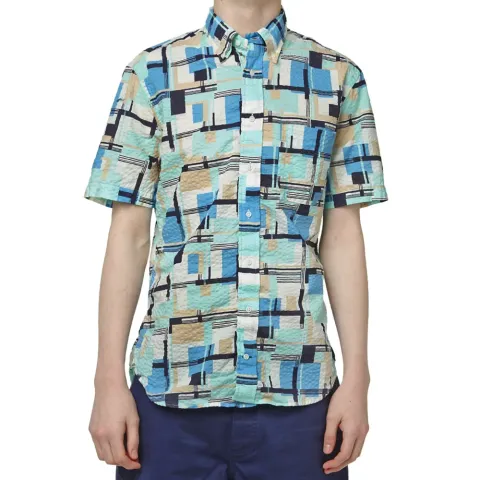 Seersucker Print Short Sleeve Shirt