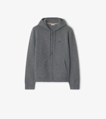 Cashmere Blend Zip Hoodie in Grey